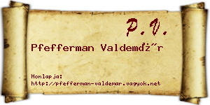 Pfefferman Valdemár névjegykártya